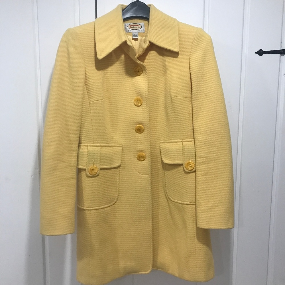 Talbots Petite butter yellow wool car coat